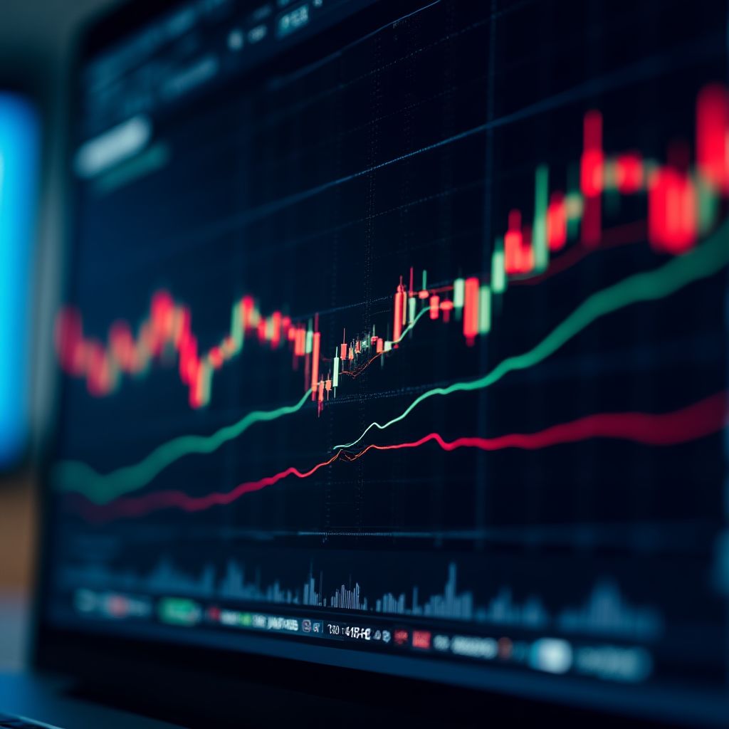 Gráficos de mercado en una pantalla de computadora